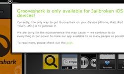 iPhone jailbreak message on Grooveshark