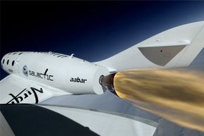 Close-up of the SpaceShipTwo during its first rocket-powered flight on April 29, 2013.