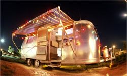 Trailer with lights strung up