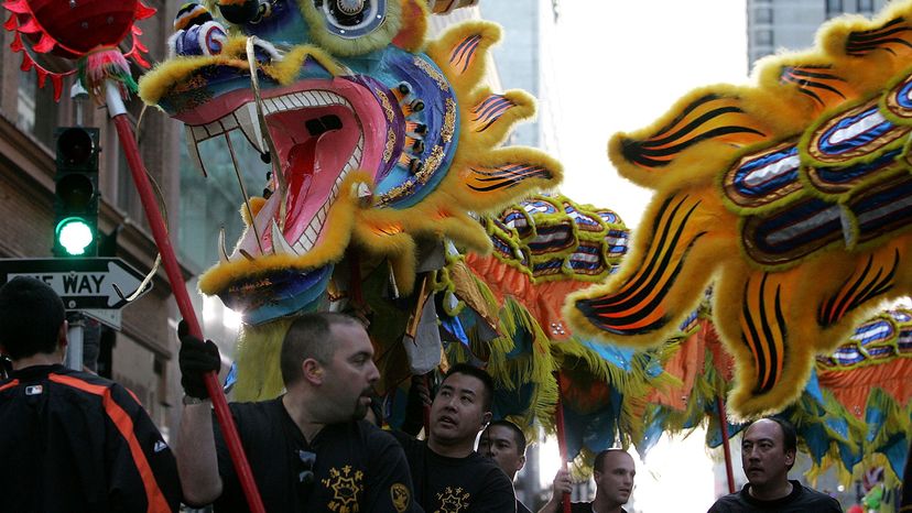 Members of a dragon team perform during the San Francisco Chinese New Year Festival