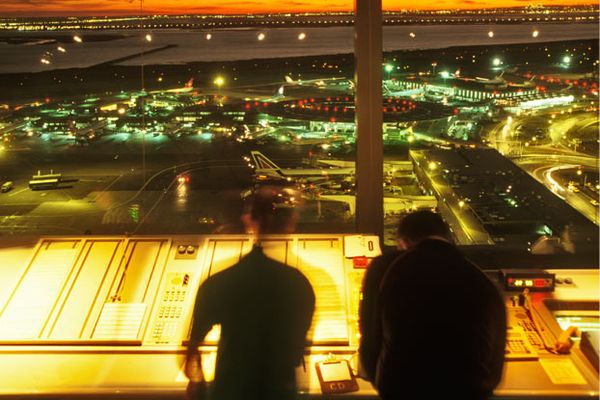 The view from an air traffic control tower. 