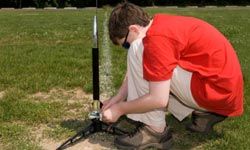 student launches a rocket