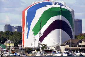 A liquefied natural gas storage tank is shown in Boston, Mass., on Oct. 8, 2001.