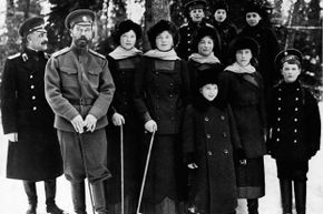 Czar Nicholas II and his family in 1917, right around the time of his abdication