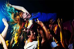 woman crowd surfing