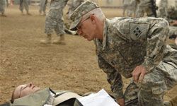 Army surgeon in training exercise