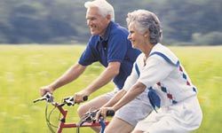 Couple on bicycles