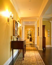 Hallway in house painted yellow