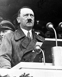 Adolf Hitler, one of history's biggest liars, takes the podium. See more pictures of military leaders.