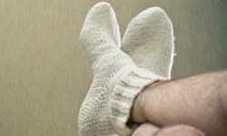 man wearing wool socks