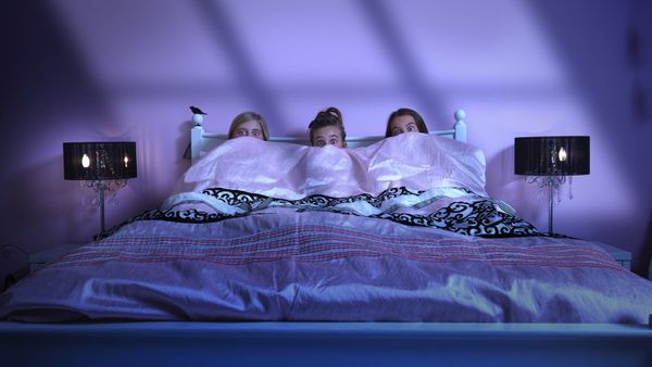 Girls scared in bed