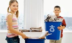 kids taking out recycling