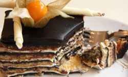 Opera cake consists of many layers of good-tasting sweetness.