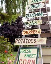 wooden sign for farmer's market