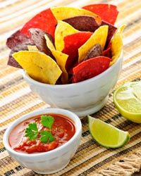 bowls of chips and salsa