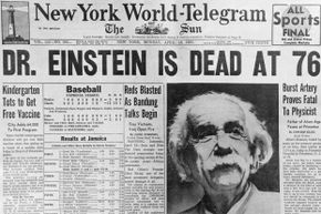 The New York World-Telegram blares the news of Einstein's passing. The 20th century's most famous scientist died on April 18, 1955.