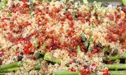 Don't be afraid to get creative with your toppings. This baker of this asparagus casserole, for example, used breadcrumbs and bacon to top the dish.