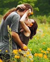 New couple in a field