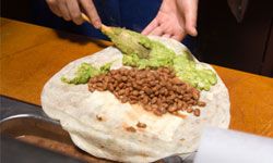 burrito stuffed with beans and rice