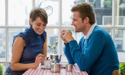 smiling couple on date