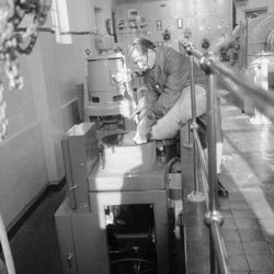 Early (1965) water fluoridation process in Watford, England.