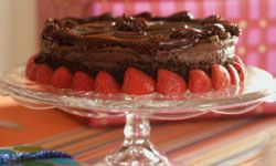 chocolate cake on a pedestal