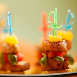 Mini skewers come in lots of different shapes and colors, so you can incorporate them into your party's theme.