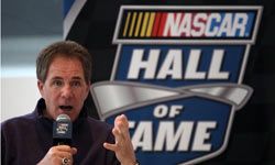 Darrell Waltrip speaks to the media at the NASCAR Hall of Fame in Charlotte, N.C.