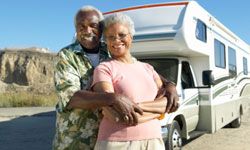 Retired couple on RV vacation