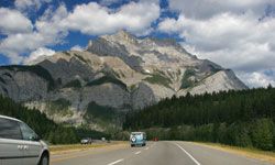 Mountain highway through Banff