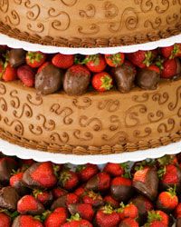 There's a classic strawberry shortcake hiding under that chocolate ganache and those dipped berries.