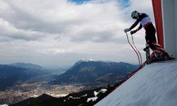 Bode Miller competes in a skiing competition