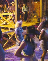 You know it's a country-western party if it takes place in a barn. 