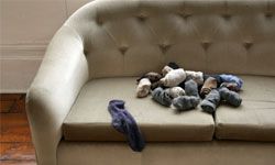 pile of socks on the couch