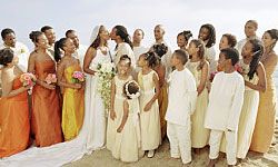 group wedding portrait on the beach