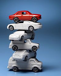 stack of toy cars