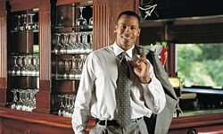 Businessman at bar