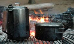 breakfast on campfire stove