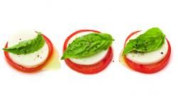 Tomatoes are integral to this caprese salad -- and a great garnish too.
