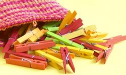 pink, yellow and green clothespins