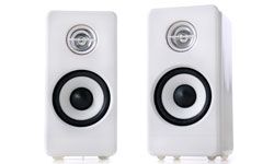 White computer speakers