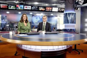 24-hour newscasters at a TV station