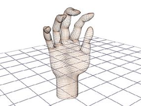 To create a more detailed model, you have to add more polygons. This hand is composed of 3,444 polygons.