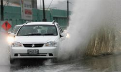 Motorways flood after torrential rain and gale force winds hit Wellington, New Zealand, in 2006.