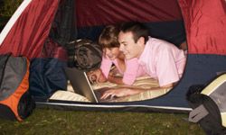 Can't unplug from the global information space even while camping? No problem -- this article has you covered.