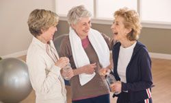 Senior women in exercise center