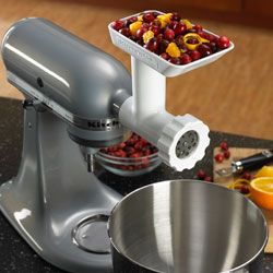 KitchenAid stand mixer with food grinder attachment