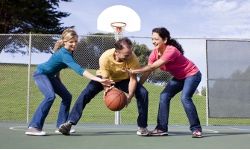 People playing basketball