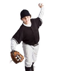 lefthanded boy pitching a baseball