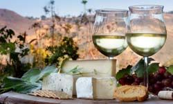 White wine and cheeses in California